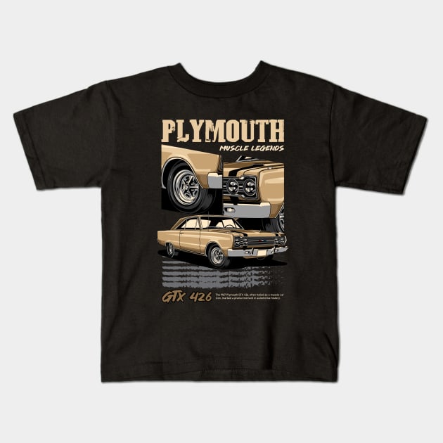 Plymouth GTX 426 Hemi Car Kids T-Shirt by milatees